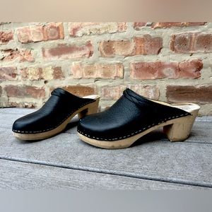 Maguba of Sweden braided black leather clogs size 40